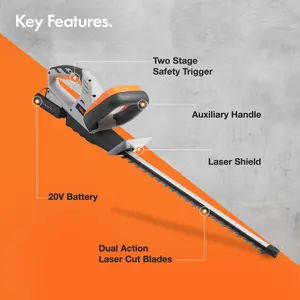 VonHaus Cordless Hedge Trimmer, Electric Hedge Trimmer for Hedges, Shrubbery, Bushes, 20V Cordless Lightweight Garden Hedge Cutter