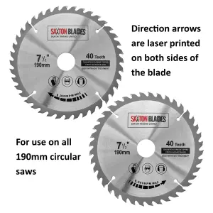 Saxton TCT19040T TCT Circular Saw Blade 190mm x 40 Teeth x 30mm Bore + 16, 20 and 25mm Rings