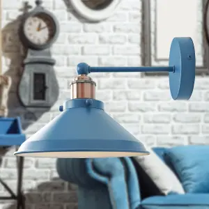 First Choice Lighting Maxwell Mirage Blue Brushed Copper Wall Light