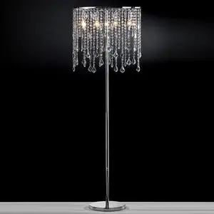 Luminosa Laila Crystal Glass Floor Lamp, Chrome