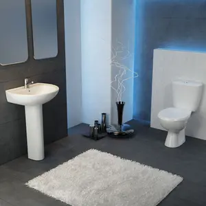 GoodHome Bodmin White Close-coupled Floor-mounted Toilet & full pedestal basin (W)380mm (H)760mm