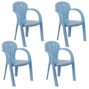 URBNLIVING 50cm Height 4 Pcs Blue Coloured Stackable Plastic Chairs for Kids Party Play Set