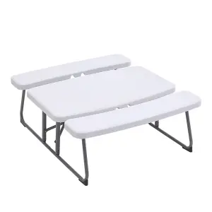 Plastic Folding Garden Camping Picnic Rectangular Table and 2 Bench Set Dining Table Bench Set for Kids