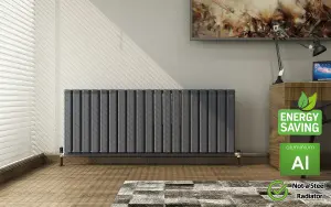 Aluminum Radiator Compatible with Heat pump. Model "Onyx" Grey. 1330 .500mm. BTU/hr:7271.