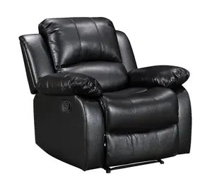 Recliner Manual Chair in Black Faux Leather