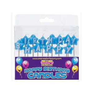 The Expressions Factory Star Happy Birthday Pick Candles Blue/White (One Size)