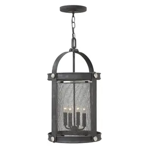 Elstead Hinkley Holden Pendant Light Chandelier Lantern 4x E14 Light Aged Zinc