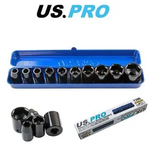 US PRO 10PC 1/2" DR Shallow Impact Metric Socket Set 9 - 27mm 1396