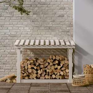 Berkfield Firewood Rack White 108x64.5x77 cm Solid Wood Pine