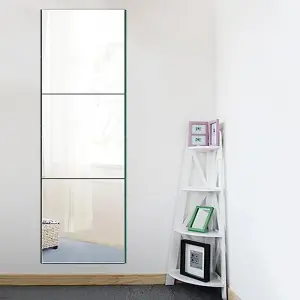 Set of 3 Clear Square Frameless Wall Mirror Tiles 400 x 400 mm