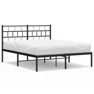 Berkfield Metal Bed Frame with Headboard Black 120x190 cm