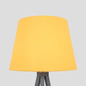 ValueLights Modern Grey Wood Tripod Design Floor Lamp With Mustard Shade