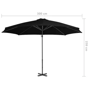 Berkfield Cantilever Umbrella with Aluminium Pole Black 300 cm