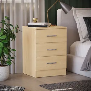 Maybery 3 - Drawer Bedside Table Nightstand Pine