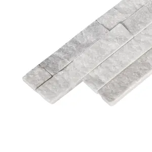 Stegu Splitface White Semi-gloss Patterned Textured Natural stone Indoor Wall Tile, Pack of 12, (L)400mm (W)100mm