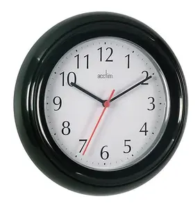 Acctim Wycombe Kitchen Office Quartz Numeric Numbers Wall Clock 22cm 21413 - Black