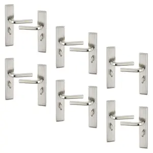 URBNLIVING 221mm Length 12 Pcs Westminster Metal & Satin Nickel Bathroom Lever Latch Door Handle Set