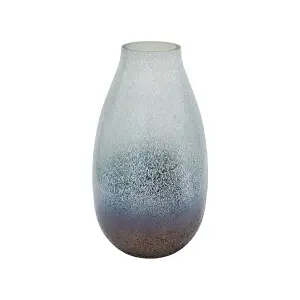 Verre Snowdrop Atlantic Blue Frosted Vase H25Cm W32Cm