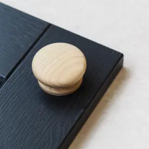 Sanded Ash Round Wood 55mm Cabinet Knob