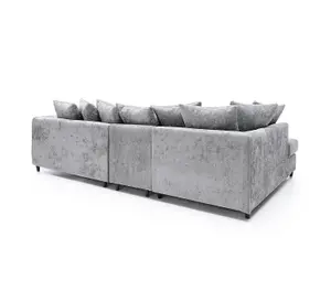 Harriet Crushed Chenille Large Left Facing Corner Sofa in Light Grey