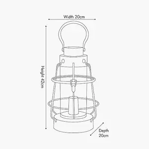 Grey Metal and Clear Glass  Oil Lantern Table Lamp