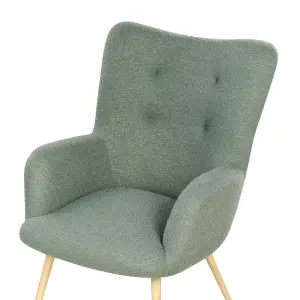 Wingback Chair VEJLE with Footstool Boucle Light Green