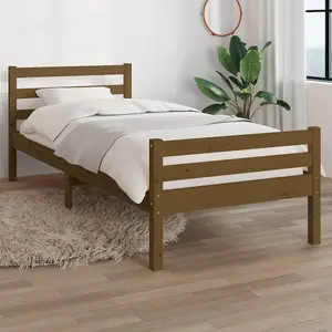 Berkfield Bed Frame Honey Brown Solid Wood 100x200 cm