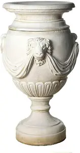 Extremely Large Draped Lion Head Garden Urn