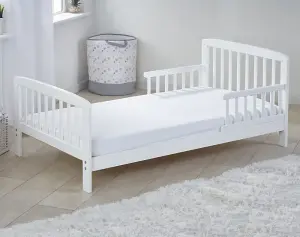 Sydney Toddler Bed White with Safety Side Rails  Solid Pine Wood Kids Bed