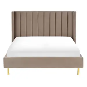 Velvet EU Double Size Bed Taupe VILLETTE