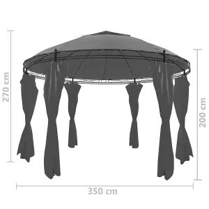 Berkfield Gazebo with Curtains Round 3.5x2.7 m Anthracite