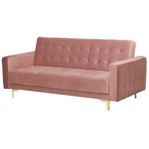 3 Seater Sofa ABERDEEN Pink Velvet