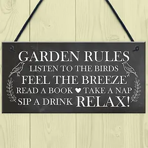 Red Ocean Garden Rules Sign Garden Signs Outside Hanging Summer House Sign Shed Sign Friendship Gift For Him Her