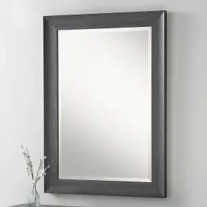 Charcoal Grey Scooped Framed Mirror 130x107cm