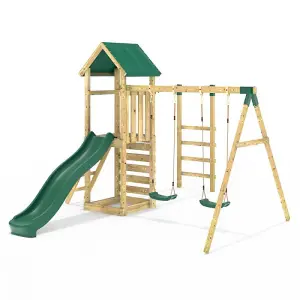 Rebo Adventure Wooden Climbing Frame with Monkey Bar, Swings & Slide - El Capitan