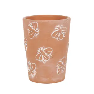 Small Terracotta Bee Pattern Plant Pot (H11 x W8.5 cm)