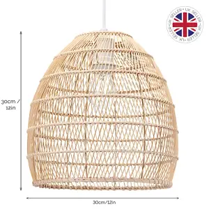 Traditional Vintage Spiral Cage Design Natural Brown Rattan Ceiling Lamp Shade