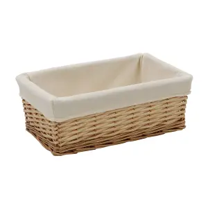 JVL Hand Woven Acacia Set of 3 Rectangular Willow Storage Baskets with Lining, Honey Finish