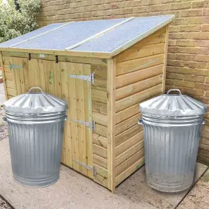 2x Large Galvanised Metal Bins with Dustbin Lids 90 Litre Bins Ideal for the Home, Kitchen Rubbish, Outdoor Bins, Animal Feed