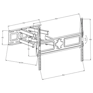 Television Bracket - 32-100 inch screens, extendable, tilt, swivel, width-adjustable - black