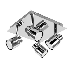 ValueLights Benton Silver Bathroom Ceiling Bar Spotlight and GU10 Spotlight LED 5W Warm White 3000K Bulbs