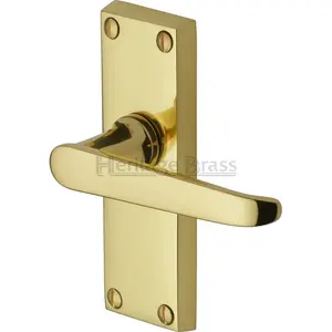 Heritage Door Handle Lever Latch Victoria Short Design (Set of 2) Polished Brass