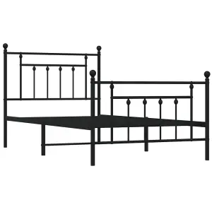 Berkfield Metal Bed Frame with Headboard and Footboard Black 100x190 cm