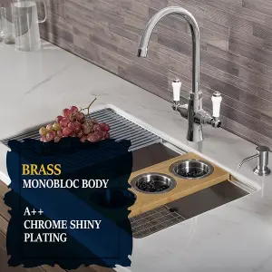 Victoria Kitchen Sink Taps Chrome Brass Faucet Lever Kitchen Mixer Taps  Ceramic Deco Handle 360 Swivel Neck