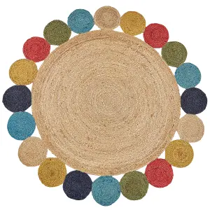 Round Jute Area Rug 140 cm Multicolour VOSTAN