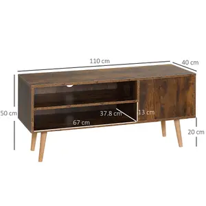 HOMCOM TV Unit Cabinet for TVs up to 55Inches with Cupboard Shelves, Brown