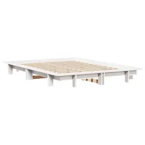 Berkfield Bed Frame without Mattress White 140x190 cm Solid Wood Pine