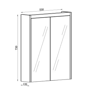 Borneo White Double Bathroom Mirrored LED Wall Cabinet (W)550mm (H)730mm