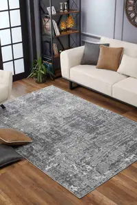 Serenity Modern Abstract Lines Contemporary Area Rugs Grey 60x220 cm