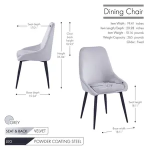 Fern Upholstered Dining Chair (Set of 2) Grey